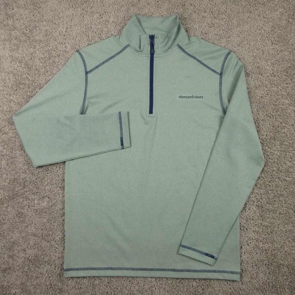 Vineyard Vines Sweater Mens XS Green Performance Golf Quarter Zip Lightweight